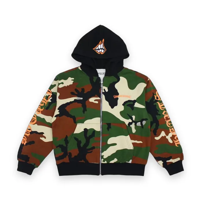 Chrome Hearts Matty Boy Caution Thermal Zip-Up Hoodie Camo 1